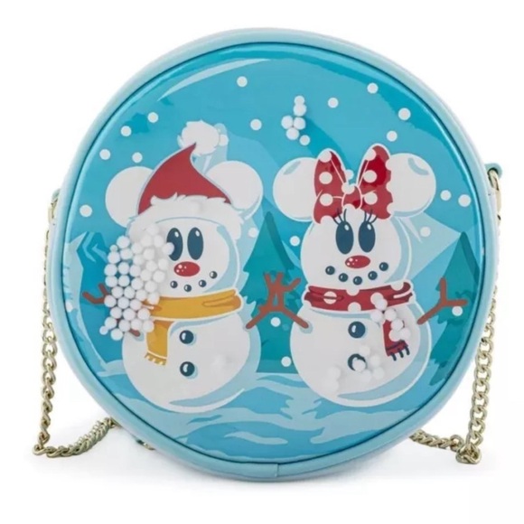 NEW! DISNEY Mickey and Minnie Snow Globe Lounge Fly Crossbody CHRISTMAS GIFT - Picture 1 of 5